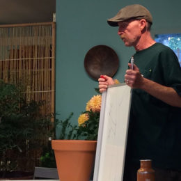 Bill teaches a class about fruit tree pruning